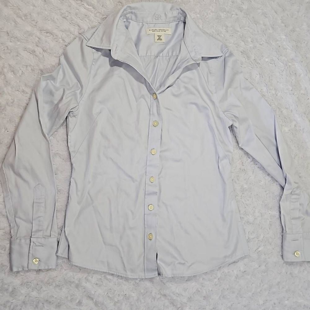 No Iron Fitted Stretch 2P Banana Republic Light Blue Button Top